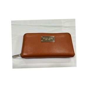 Michael Kors Pebbled Leather Zip Wallet — Cognac Brown